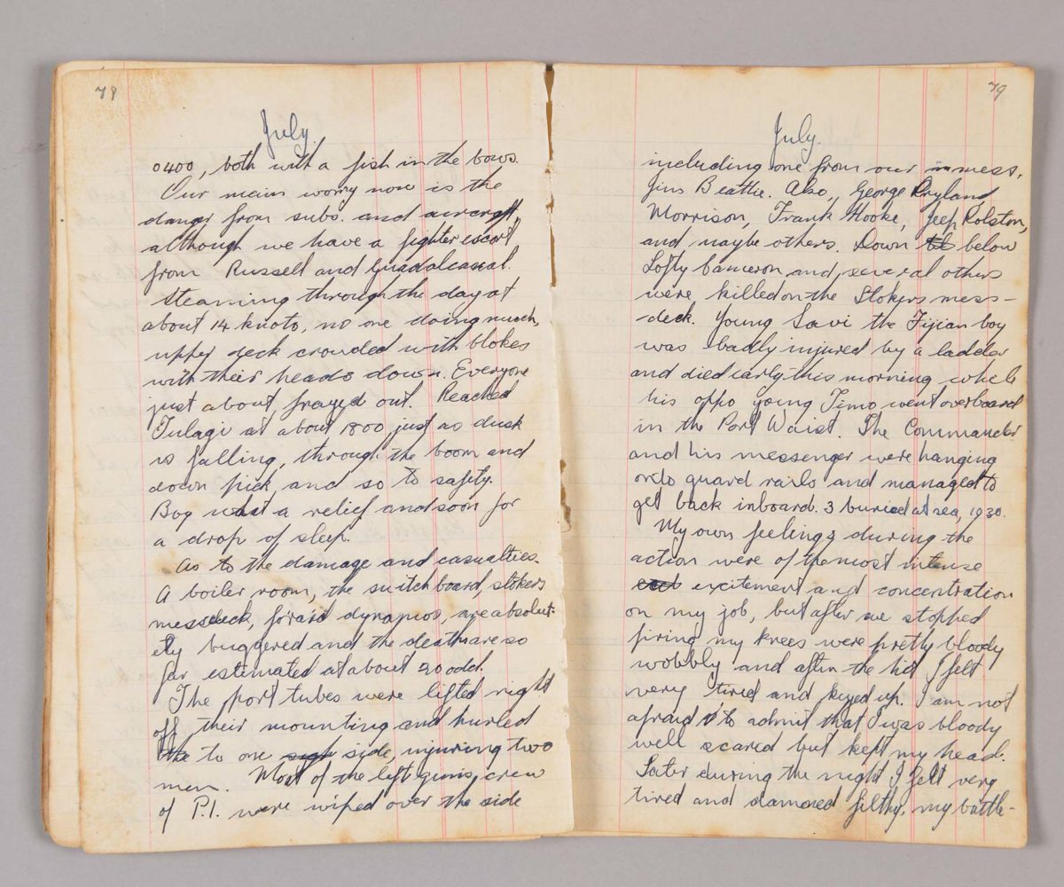 2021.20.1 pg 78-79 A sailor's diary from the Battle of Kolombangara