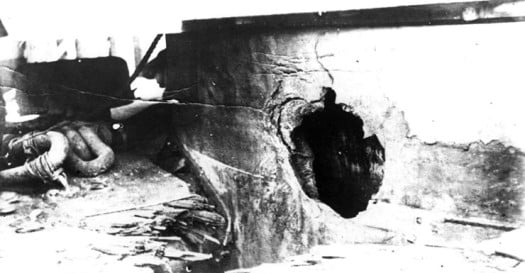Damage to the X turret of HMS New Zealand at Jutland