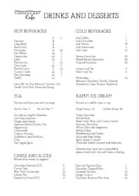 Torpedo Bay cafe Drinks Menu