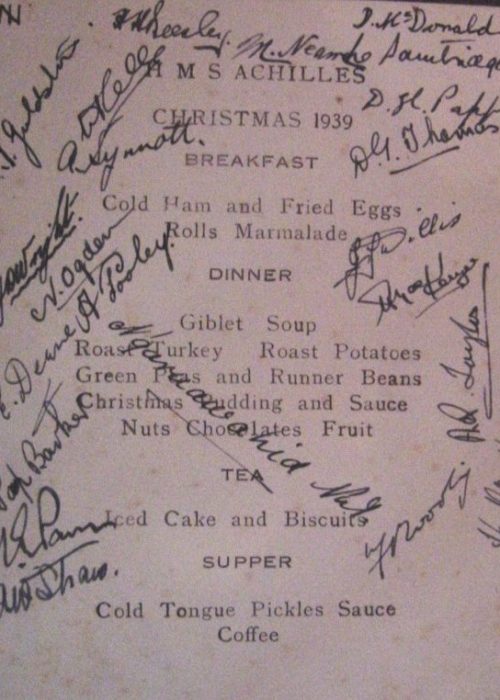 EAE 0062 ACHILLES Christmas Menu 1939 ACHILLES Christmas Menu 1939