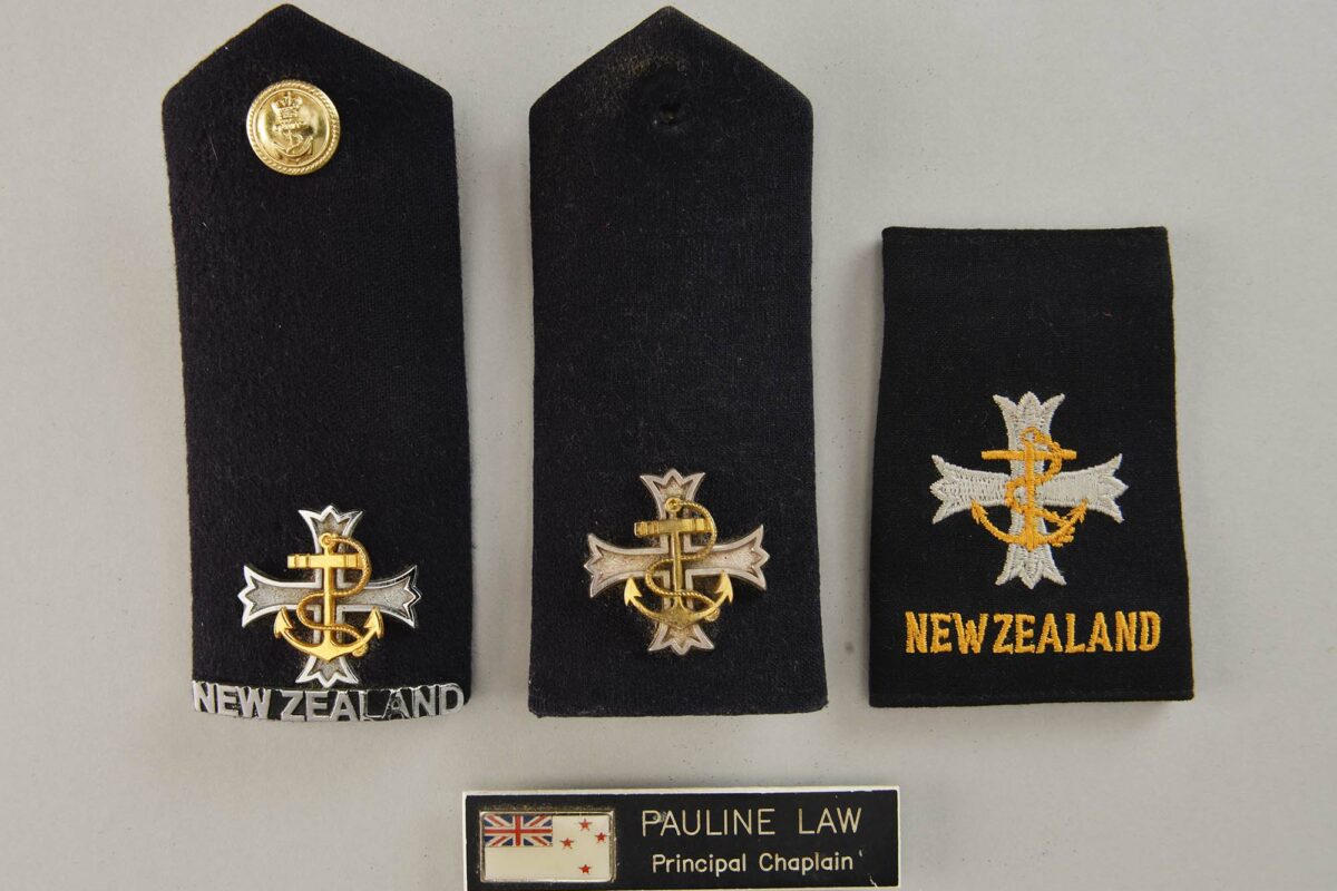Epaulettes and name tag Epaulettes (2017.270.1-2), shoulder slides (2017.270.3) and name tag (2017.270.5) belonging to Pauline.