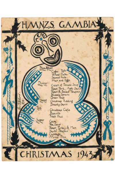 Gambia Menu 1943 HMNZS Gambia Menu 1943