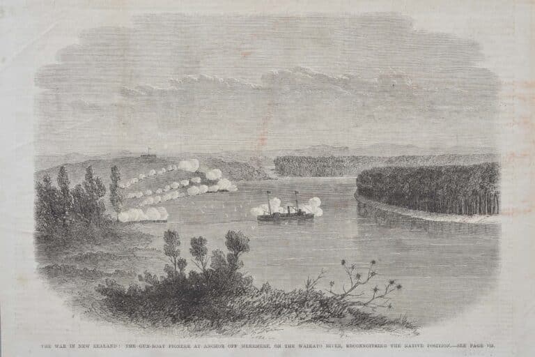PAI 0034 The Gun-Boat Pioneer at Anchor off Meremere on the Waikato River