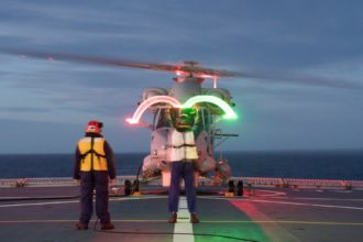 Seasprite on Canterbury Night flying 9-3-2020 Seasprite on HMNZS Canterbury Night flying